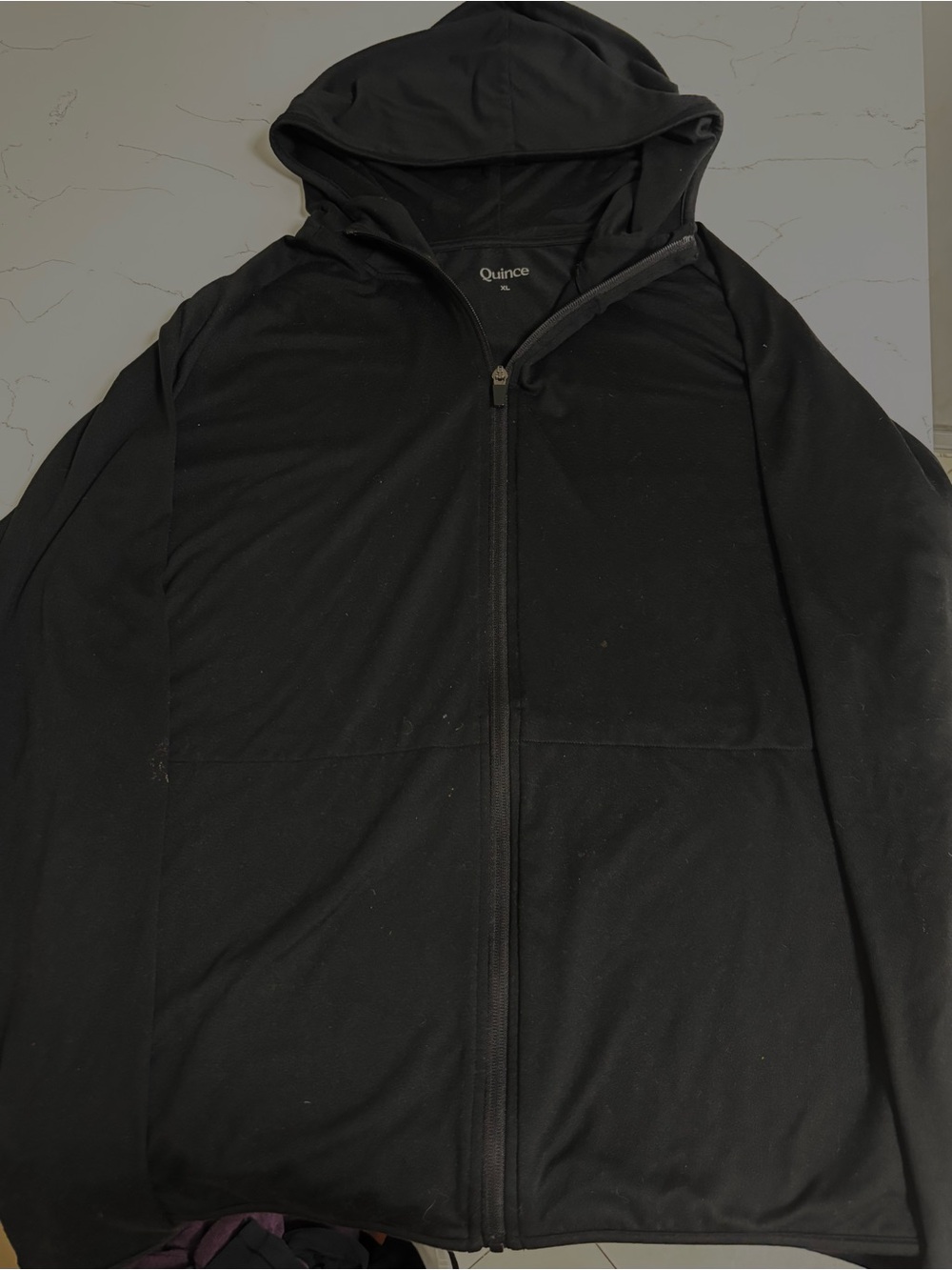 Quince Men's Black Lightweight Full-Zip Hoodie Jacket